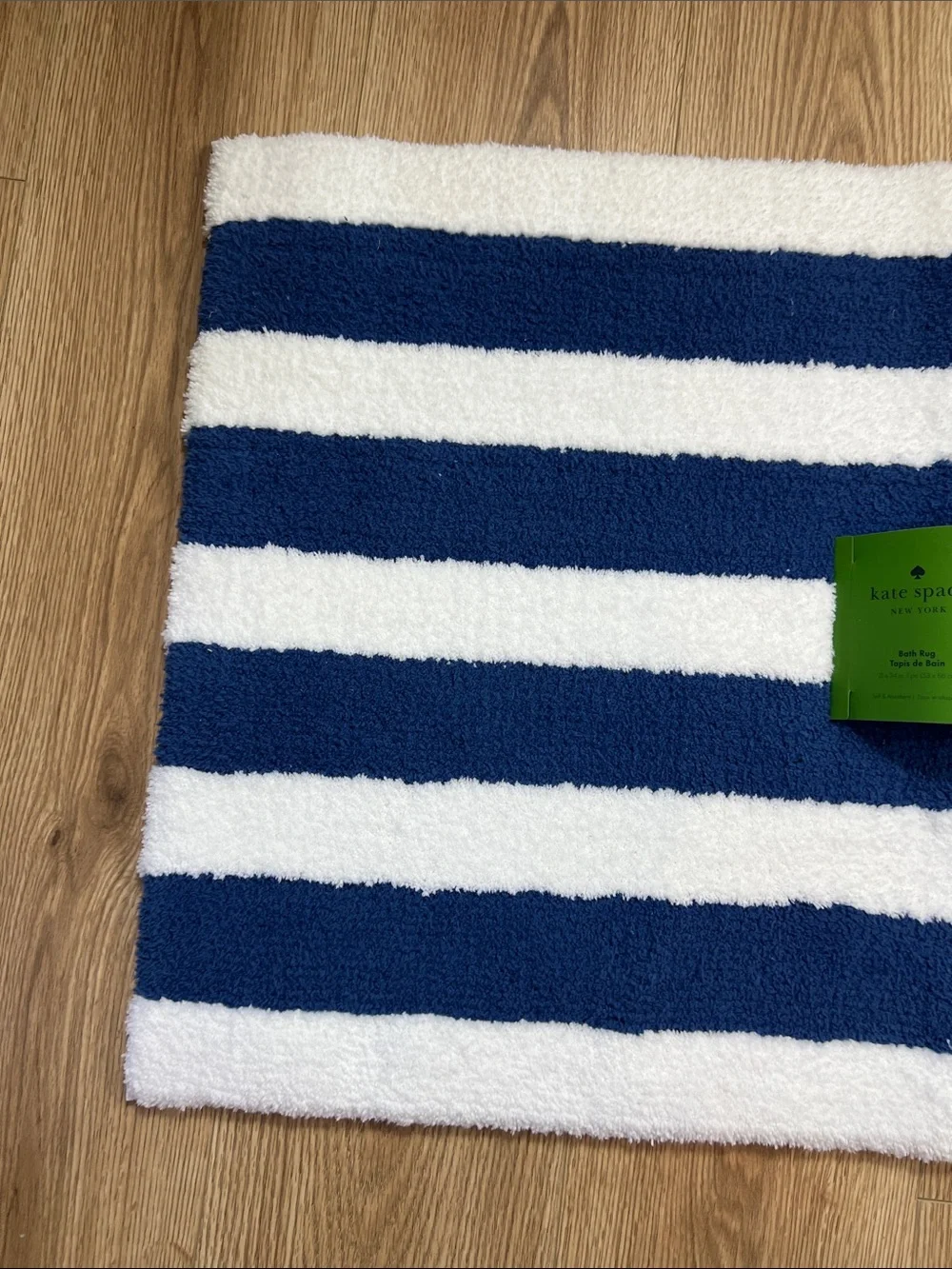 Kate Spade Bath Mat Navy and White Striped Classic Soft Plush 21